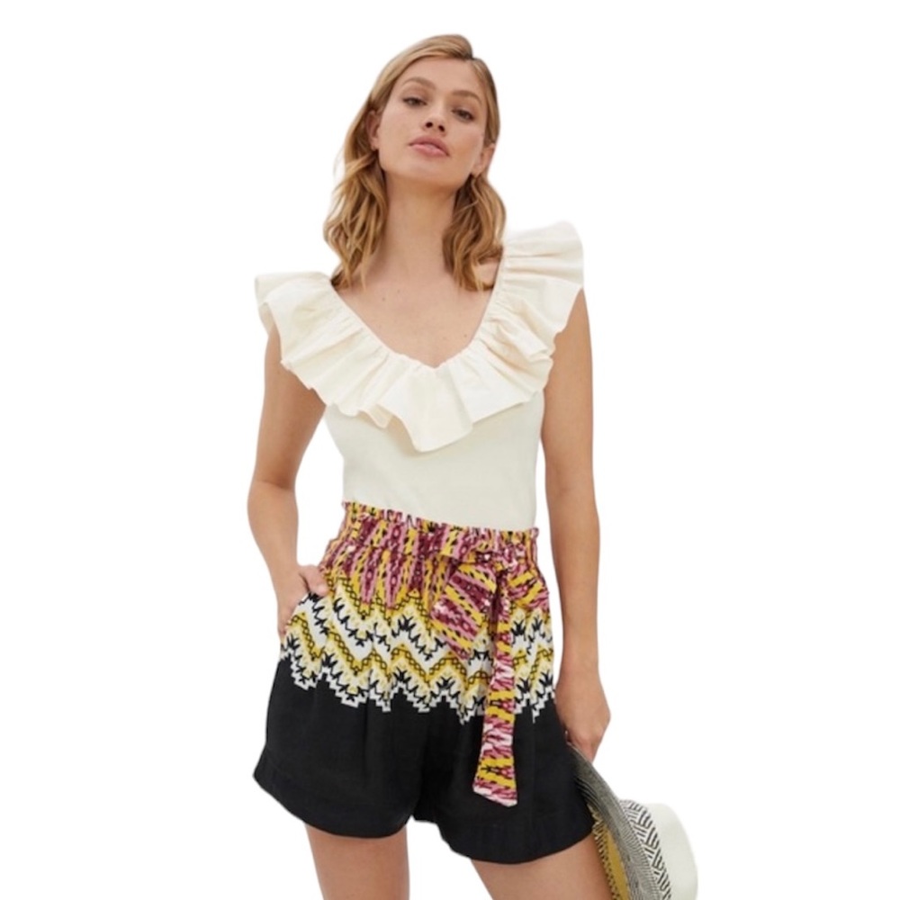 By Anthropologie Belted Linen Blend Shorts